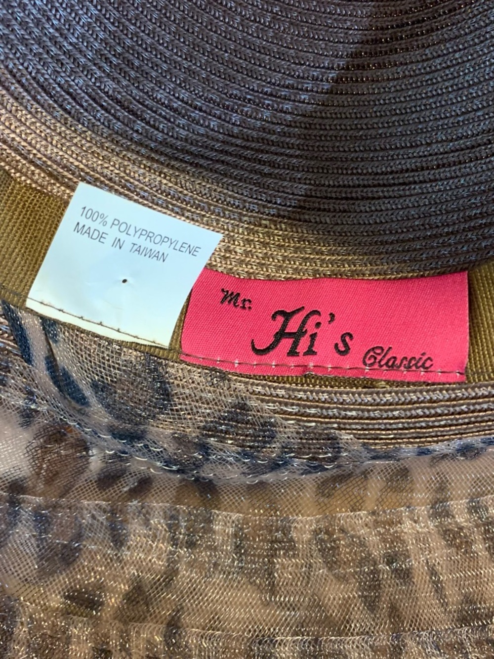 VINTAGE MR. HI'S CLASSIC BROWN & PINK ANIMAL PRINT WIDE BRIM HAT - Picture 12 of 13